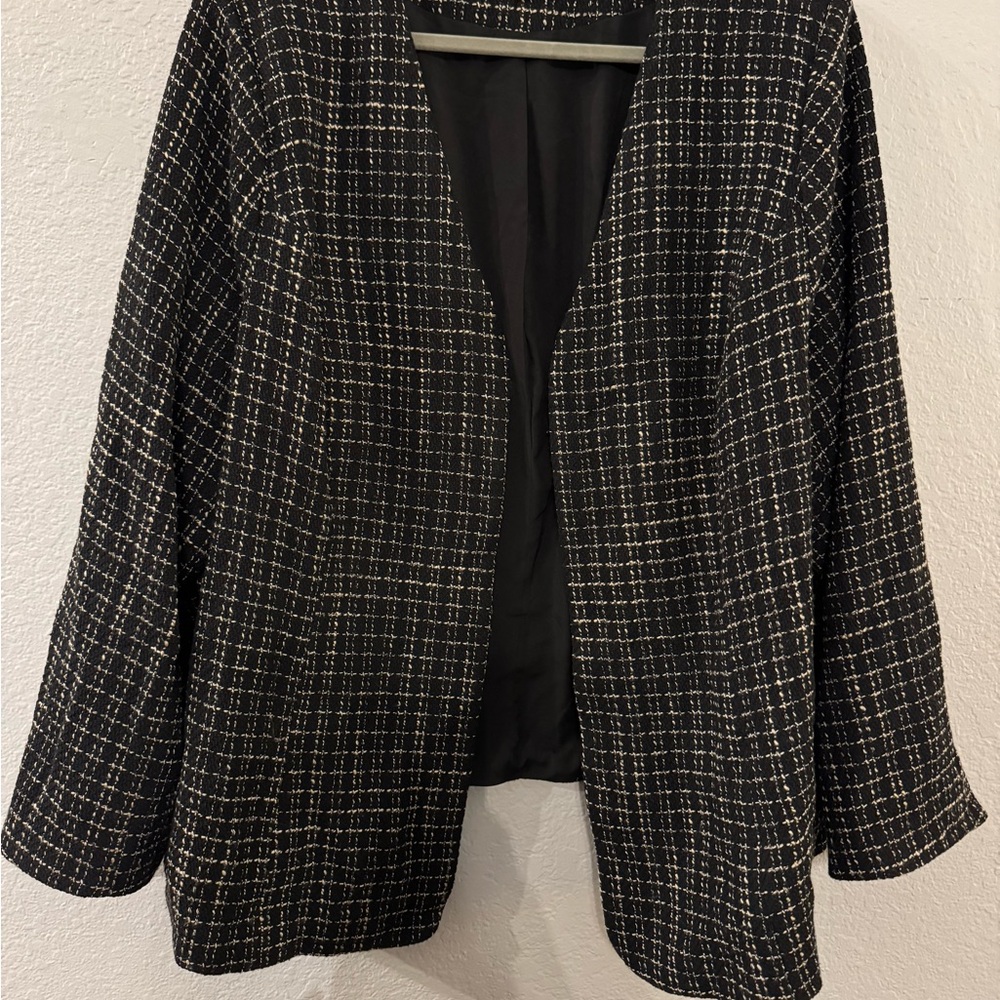 Skies Are Blue Black and Cream Checkered Blazer